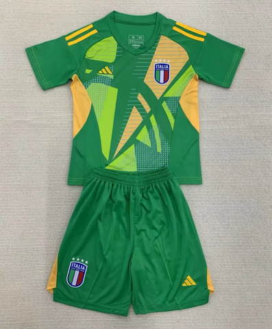 Kids Italy Goalkeeper 2024/25 Football Kit Shirt Soccer Jersey Kit Uniform