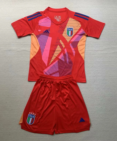 Kids Italy Goalkeeper 2024/25 Football Kit Shirt Soccer Jersey Kit Uniform