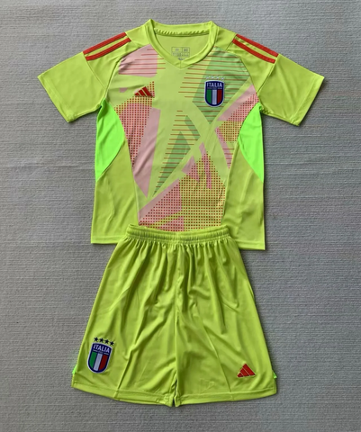 Kids Italy Goalkeeper 2024/25 Football Kit Shirt Soccer Jersey Kit Uniform