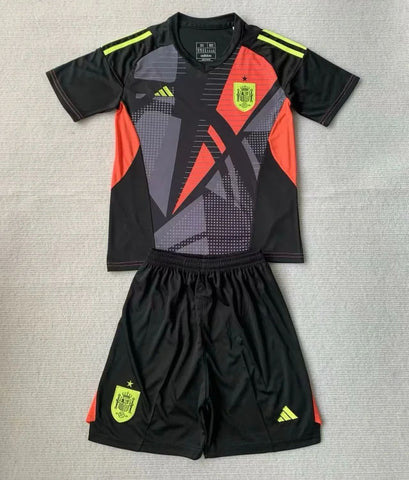 Kids Spain Goalkeeper 2024/25 Football Kit Shirt Soccer Jersey Kit Uniform