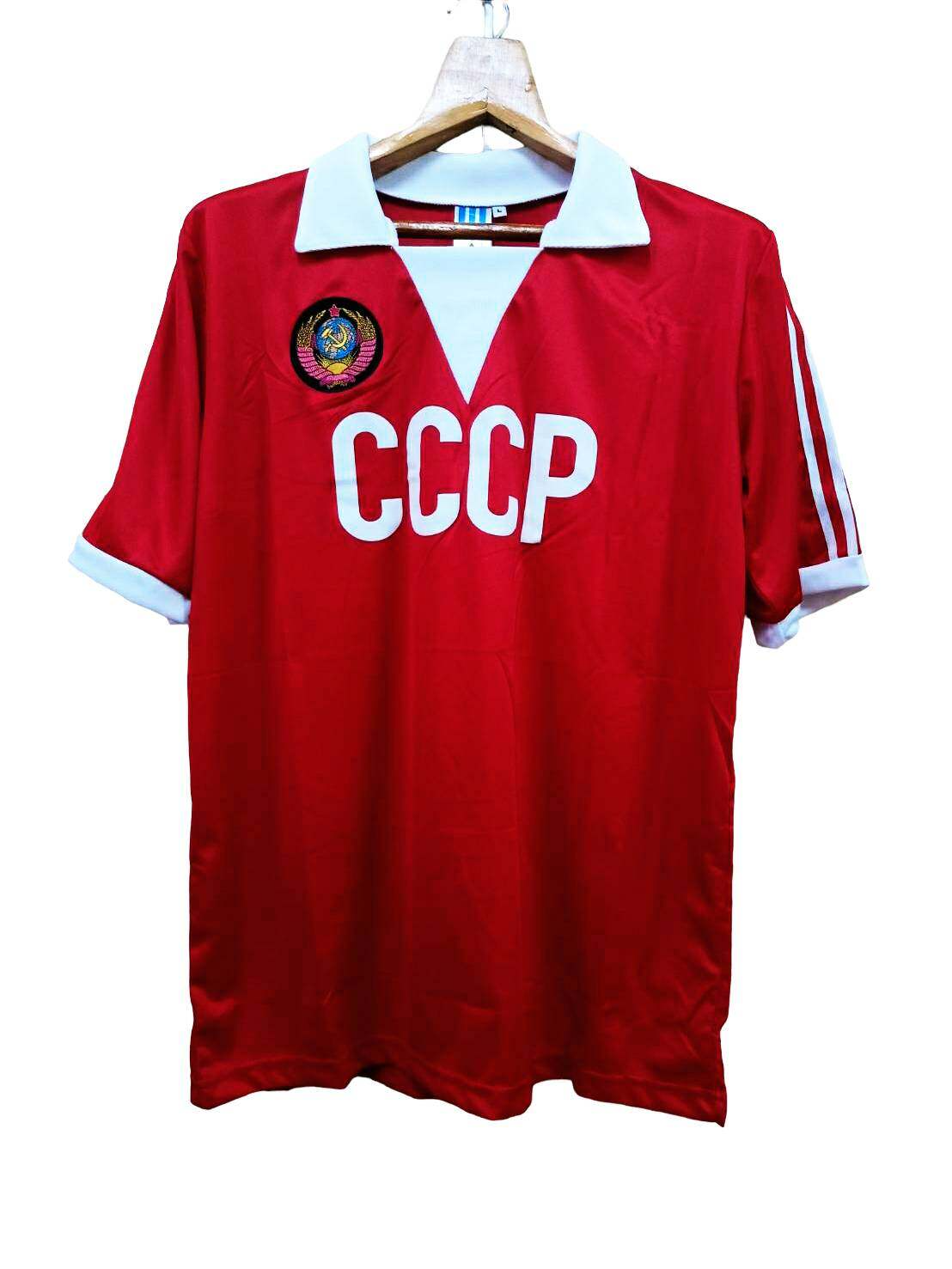 1980s RUSSIA CCCP USSR ADIDAS HOME FOOTBALL SHIRT (SIZE L)